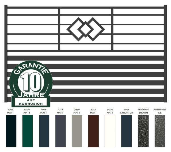 "MOF 1 F/G" PREMIUM Zaunfeld / Zaunelement + Pfosten Gartenzaun Metallzaun auf Maß hochwertig langlebig modern horizontal Metall Stahl