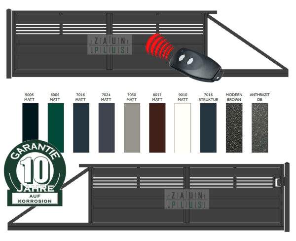 "Travertin MX Plus" PREMIUM Schiebetor 2m - 6m freitragend manuell / elektrisch auf Maß Sichtschutz blickdicht Hoftor Einfahrtstor modern horizontal