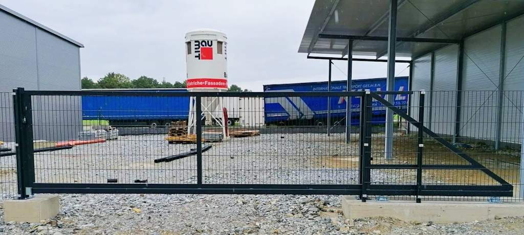 "Köln" Schiebetor freitragend 3m / 3,5m / 4m / 4,5m Doppelstabmatte 8/6/8 schwere Ausführung manuell / elektrisch Stahl feuerverzinkt pulverbeschichtet Einfahrtstor Hoftor Doppel-Stabmatte günstig - Image 9