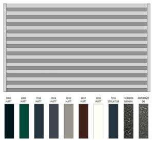 "Beryll AL" PREMIUM Aluminium Zaunfeld / Zaunelement + Pfosten Jalousiezaun Alu Gartenzaun Metallzaun Aluzaun auf Ma&szlig; hochwertig langlebig modern horizontal Metall pulverbeschichtet