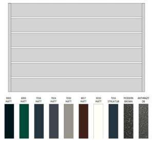 "Travertin AL 200/P-20" PREMIUM Aluminium Zaunfeld / Zaunelement + Pfosten Sichtschutzzaun Alu Gartenzaun Metallzaun Sichtschutz Aluzaun auf Ma&szlig; hochwertig langlebig modern horizontale Profile Metall pulverbeschichtet Holz Holzoptik Holzdesign