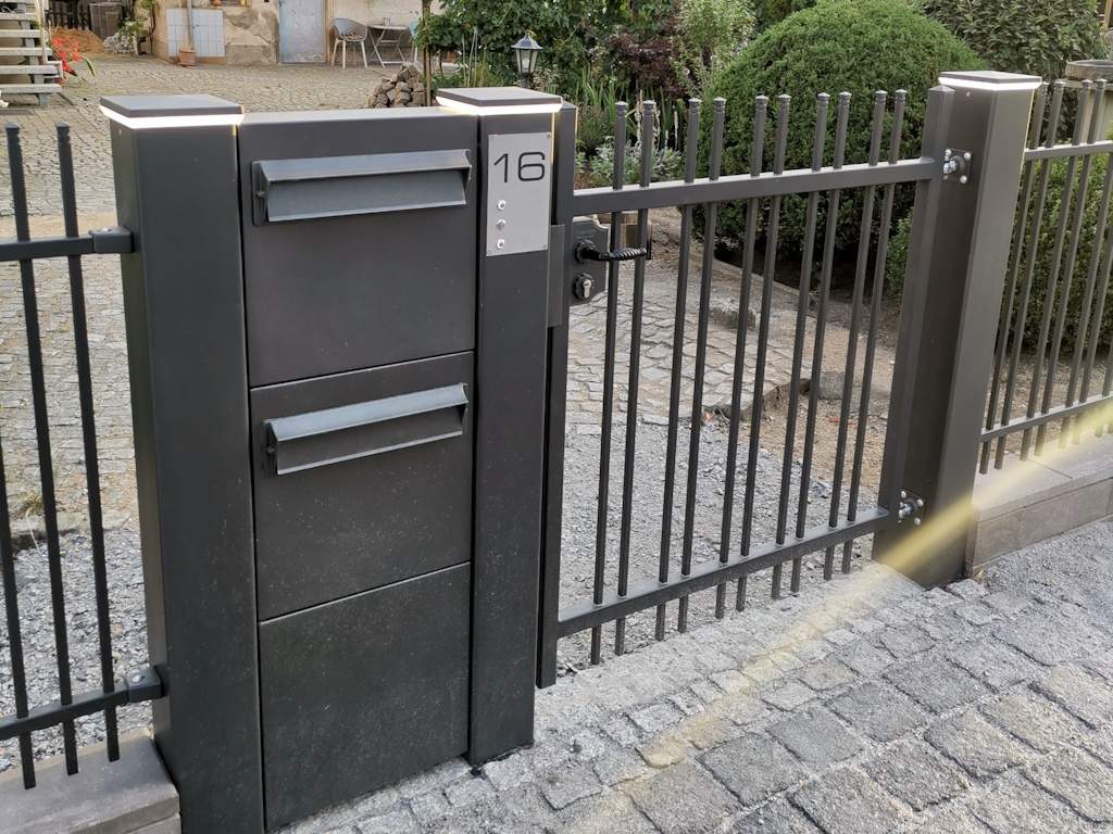 "Onyx gewölbt" PREMIUM Gartentor / Pforte inkl. Pfosten vertikale Profile Gartenpforte Zauntür Schmucktor Hoftor Metalltor Flügeltor Stabfüllung Zierspitzen Rundbogen auf Maß klassisch schlicht günstig hochwertig langlebig feuerverzinkt pulverbeschichtet - Image 12