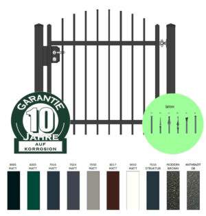 "Agat gewölbt" PREMIUM Gartentor / Pforte inkl. Pfosten vertikale Profile Gartenpforte Zauntür Schmucktor Hoftor Metalltor Flügeltor Stabfüllung Zierspitzen auf Maß klassisch schlicht günstig hochwertig langlebig feuerverzinkt pulverbeschichtet