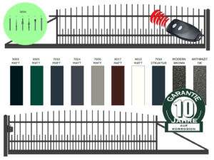 "Amethyst gew&ouml;lbt" PREMIUM Schiebetor freitragend 2m - 6m manuell / elektrisch Hoftor Einfahrtstor auf Ma&szlig; vertikale Profile Stabf&uuml;llung senkrecht klassisch schlicht hochwertig Metall Stahl feuerverzinkt pulverbeschichtet Schmuckzaun Zierzaun Zierspitzen Rundbogen g&uuml;nstig