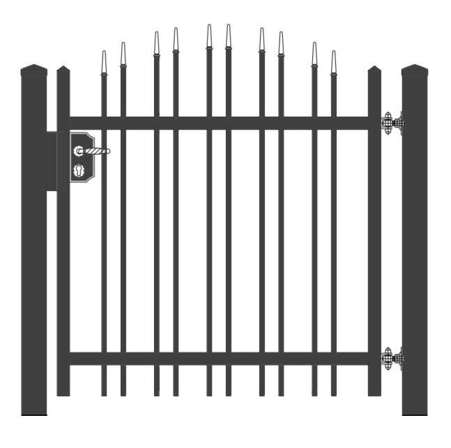 "Onyx gewölbt" PREMIUM Gartentor / Pforte inkl. Pfosten vertikale Profile Gartenpforte Zauntür Schmucktor Hoftor Metalltor Flügeltor Stabfüllung Zierspitzen Rundbogen auf Maß klassisch schlicht günstig hochwertig langlebig feuerverzinkt pulverbeschichtet - Image 5