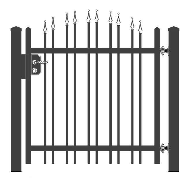 "Onyx gewölbt" PREMIUM Gartentor / Pforte inkl. Pfosten vertikale Profile Gartenpforte Zauntür Schmucktor Hoftor Metalltor Flügeltor Stabfüllung Zierspitzen Rundbogen auf Maß klassisch schlicht günstig hochwertig langlebig feuerverzinkt pulverbeschichtet - Image 4