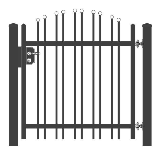 "Onyx gewölbt" PREMIUM Gartentor / Pforte inkl. Pfosten vertikale Profile Gartenpforte Zauntür Schmucktor Hoftor Metalltor Flügeltor Stabfüllung Zierspitzen Rundbogen auf Maß klassisch schlicht günstig hochwertig langlebig feuerverzinkt pulverbeschichtet - Image 3