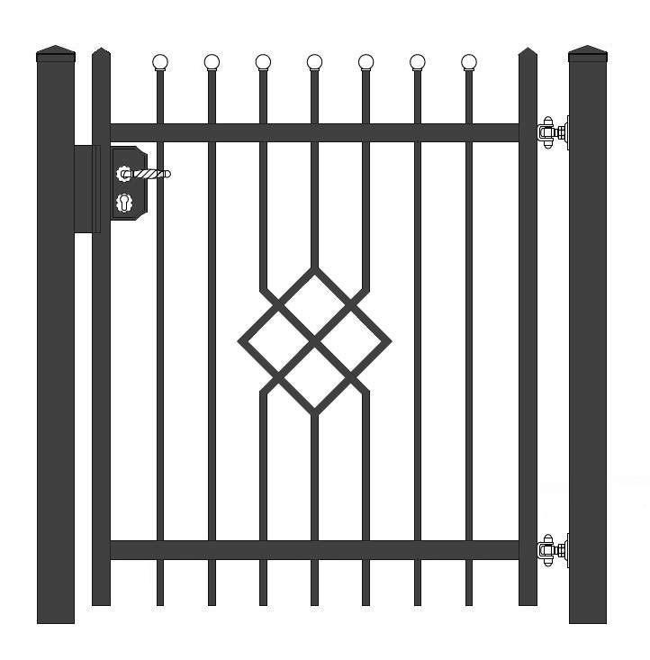 "Rubin 1 gerade" PREMIUM Gartentor / Pforte inkl. Pfosten vertikale Profile Gartenpforte Zauntür Schmucktor Hoftor Metalltor Flügeltor Stabfüllung Zierspitzen auf Maß klassisch schlicht günstig hochwertig langlebig feuerverzinkt pulverbeschichtet - Image 3