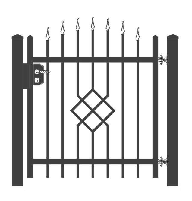 "Rubin 1 gewölbt" PREMIUM Gartentor / Pforte inkl. Pfosten vertikale Profile Gartenpforte Zauntür Schmucktor Hoftor Metalltor Flügeltor Stabfüllung Zierspitzen Rundbogen auf Maß klassisch schlicht günstig hochwertig langlebig feuerverzinkt pulverbeschichtet - Image 4