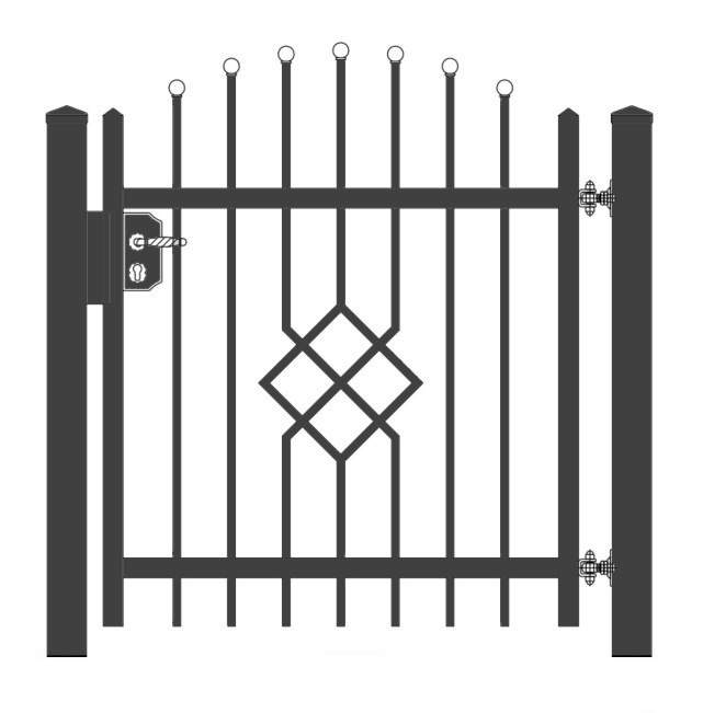 "Rubin 1 gewölbt" PREMIUM Gartentor / Pforte inkl. Pfosten vertikale Profile Gartenpforte Zauntür Schmucktor Hoftor Metalltor Flügeltor Stabfüllung Zierspitzen Rundbogen auf Maß klassisch schlicht günstig hochwertig langlebig feuerverzinkt pulverbeschichtet - Image 3