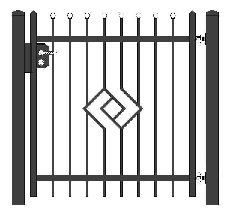 "Smaragd gerade" PREMIUM Gartentor / Pforte inkl. Pfosten vertikale Profile Gartenpforte Zauntür Schmucktor Hoftor Metalltor Flügeltor Stabfüllung Zierspitzen auf Maß klassisch schlicht günstig hochwertig langlebig feuerverzinkt pulverbeschichtet - Image 3