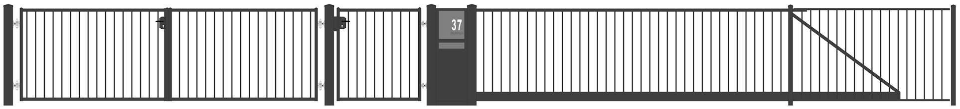 ZAUNPLUS PREMIUM Zaunsystem Agat Zet - Metallzaun Schmuckzaun vertikale Profile - Strecke Zaunsystem Agat Zet-1