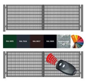 "K&ouml;ln" Industrie Doppelfl&uuml;geltor 3m - 9m Industrietor 2-fl&uuml;gelig Doppelstabmatte 8/6/8 schwere Ausf&uuml;hrung manuell / elektrisch Antrieb auf Ma&szlig; hochwertig stabil robust Metall Stahl feuerverzinkt pulverbeschichtet Drehfl&uuml;geltor Fl&uuml;geltor Hoftor Doppeltor Zweifl&uuml;geltor Einfahrtstor Stabmatte Gittermatte 3m - 4m - 5m - 6m - 7m - 8m - 9m