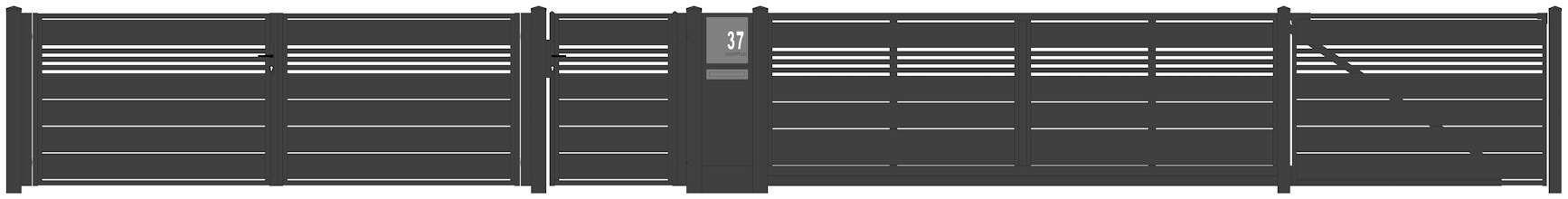ZAUNPLUS PREMIUM Zaunsystem Travertin MX 200 P-25 - Metallzaun horizontale Profile moderner Zaun -Strecke Zaunsystem Travertin MX 200 P-25-1