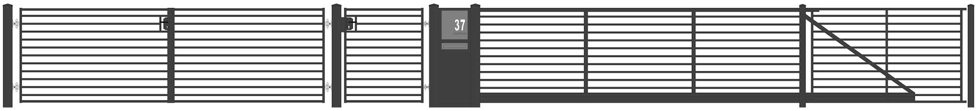 ZAUNPLUS PREMIUM Zaunsystem Turkus - Metallzaun horizontale Profile moderner Zaun waagerecht - Strecke Zaunsystem Turkus-1